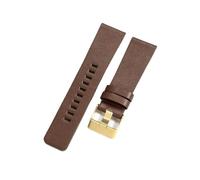 Générique NASUNJIA Bracelets De Montre En Cuir Véritable Compatibles Avec Les Modèles Diesel DZ4290, DZ7395 Et DZ4344. Bracelet Vachette Étanche, Disponible 22, 24, 26, 28 30 Mm(Brown-Golden-K3,24mm)