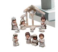 Générique Nativité de Noël Figurine, Mini décorative Religieuse de Noël, Figurine Sainte Famille, résine Nativité Figurines, scène Mignon Petit People