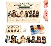 Générique Nativity Bead Craft Kit - 3D Beaded Christmas Figurine Set, DIY Holiday Beading Ornament Decor | Handmade Nativity Scene Craft Kit For Adults, Family, Friends, Home & Christmas