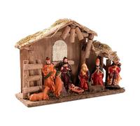 Générique Nativity Figures, Nativity Scene Ornament, Religious Festive Miniature Figurine Set, Hand-Painted Resin Craft, Compact Display Size for Desk, Shelf, Home Decoration, 25x18x9.5cm