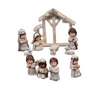 Générique Nativity Scene Resin - 490g | Christmas Nativity Figures Miniatures Statue | 12X Resin Miniature Christmas Manger Tabletop Ornaments for Mantle Shelf