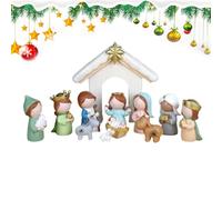 Générique Nativity Set, Holy Family Manger with 12 Pieces, Small Christmas Decor for Kids Adults, Detailed Figurines, Compact Resin Feature, Religious Tool, Home Accessory for Desk and Table