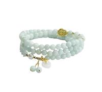 Générique Natural Burmese A-Grade Jadeite Multi-Circle Bracelet & Necklace Set for Women