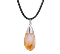 Générique Natural Citrine Pendant - Raw Crystal Healing Gemstone Necklace