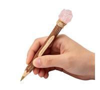 Générique Natural Crystal Ballpoint Pen - Handcrafted Wooden Writing Tool, Crystal Inlay Pen with Sturdy Internal Ink Reservoir, Precision Flow Function, Ideal for Collectors Artists Students