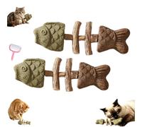 Générique Natural Silvervine Cat Chew Toy Fish Bone,Chew Stick，2Mixed