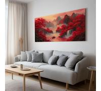Générique Nature Cascades Montagnes Voiliers Feuilles Tableau Décoration Murale Salon - Impression sur Toile Encadrée Anime pour Chambre, Bureau et Couloir, À Assembler Soi-même Murale 40 x 30 cm