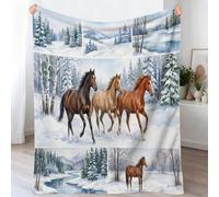 Générique Nature Couverture Toutes Saisons à Animaux Forêt Cheval - Plaid Douillet Réversible et Couvre-lit en Peluche Blanc, Couverture Moelleuse pour Adultes et Enfants 220 x 240 cm
