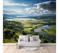 Générique Nature Papier Peint Intissé 400 x 280 cm Paysage De Rivière De Prairie Papier Peint Panoramique 3D - XXL Poster Salon Chambre Salle à Manger Chambre d'Enfant Décoration Murale
