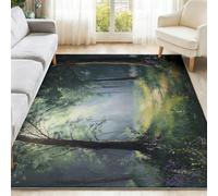Générique Nature Tapis Coloré, Antidérapant Lavable Tapis à Poils Courts avec Forêt Chemin pour Salon Chambre Entrée Cuisine, 140 x 200 cm Moderne Doux Moquette Intérieur