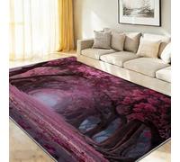 Générique Nature Tapis de Salon, Rose Antidérapant Lavable en Machine Tapis Flanelle Douce, Moquette Motif Chemin De Cerisiers en Fleurs Pétales pour Chambre Bureau Cuisine Decoration, 140 x 200 cm