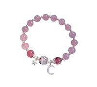 Générique Naturelle Petite Femmes Anneaux Stone Bracelet For Women Design Gray Star And Moon Beaded Bracelet For Friends And Students Cadeau Petite Mm Bijoux (C, One Size)