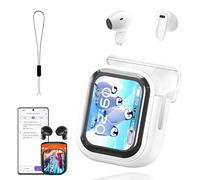 Générique Ne20 Earbuds, 2025 New NE20 Translation Earbuds, AI Real-Time Translation & Noise-Cancellation, LCD Touch Screen, IPX6 Waterproof for Travel Business (White)