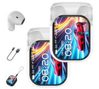 Générique Ne20 Earbuds, NE20 Wireless Headphones, Ne20Translation Earbuds, with 140 Language AI Translator Real Time, 48 Hours Battery, LCD Touchscreen Noise for Travel, Business, Learning (2*White)
