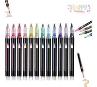 Générique Neattidyly/Illuminate Upon Marker Pen for Highlight, neattidyly marker pen, Double Line Outline Pens, For Drawing and Scribbling, Metallic Glitter Quick-drying Pens Markers (Twelve colors)