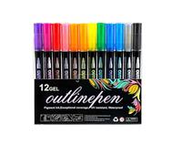 Générique Neattidyly/Illuminateupon Marker Pen for Highlight,Double Line Outline Markers,Sakesfor Magische Stifte,Waterproof,Quick Dry,Lightfast for DIY Art Crafts,Kid Drawing (12gel)