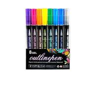 Générique Neattidyly/Illuminateupon Marker Pen for Highlight,Double Line Outline Markers,Sakesfor Magische Stifte,Waterproof,Quick Dry,Lightfast for DIY Art Crafts,Kid Drawing (8gel)