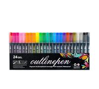 Générique Neattidyly/Illuminateupon Marker Pen for Highlight,Double Line Outline Markers,Sakesfor Magische Stifte,Waterproof,Quick Dry,Lightfast for DIY Art Crafts,Kid Drawing (24gel)