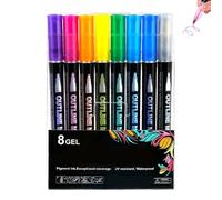 Générique Neattidyly/Illuminateupon Marker Pen for Highlight, Magische Stifte Marker, Double Line Outline Markers Metallic Glitter Pens for Drawing & Scribbling, with Shiny Metallic (8 Gel)