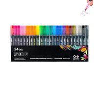 Générique Neattidyly/Illuminateupon Marker Pen for Highlight, Magische Stifte Marker, Double Line Outline Markers Metallic Glitter Pens for Drawing & Scribbling, with Shiny Metallic (24 Gel)