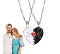 Générique Necklace Set, Love Necklace 2 Pieces, Aluminum Alloy Detachable Lightweight Comfortable Pendant Keepsake Jewelry for Home, Men, Women, Family, Friends, and Travel Use, 3.4x3.1x0.5cm