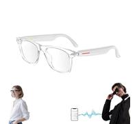 Générique Nessthub Glasses, AI Smart Bluetooth Translation Glasses, Nessthub Smart Wireless Headphone Glassess, Music Playback, with Speakers Hands-Free Calling, HD Camera (White,Blue Light Blocking)