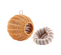 Générique Nest House Cage, Hangable Rattan Shelter System, Nest House for Pet Use, Compact Cage Size Fit, Easy Resting Bed Accessory, Finch Parrot Budgerigar Enrichment Solution