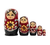 Générique Nesting Dolls for Kids, Wood Sculpture Hand-Painted, 5 Pieces Handmade Nesting Dolls Table Figurines, Home Decoration for Kid Room Fireplace Holiday Table Center Bedroom Entrance
