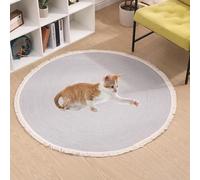 Générique Nestoly Cat Rug, Cotton Rope Area Rug for Cats, Cotton Rope Rugs for Cats, Round Vintage Reversible Woven Tassel Rugs, Anti-Slip, Easy Clean (Grey,120cm/47.24in)
