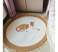 Générique Nestoly Cat Rug, Cotton Rope Area Rug for Cats, Cotton Rope Rugs for Cats, Round Vintage Reversible Woven Tassel Rugs, Anti-Slip, Easy Clean (White,80cm/31.49in)