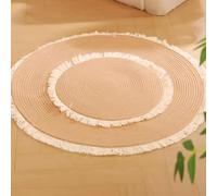 Générique Nestoly Cat Rug, Cotton Rope Area Rug for Cats, Cotton Rope Rugs for Cats, Round Vintage Reversible Woven Tassel Rugs, Anti-Slip, Easy Clean (Yellow,120cm/47.24in)