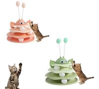 Générique Nestoly Interactive 3-Layer Cat Toy Tower, with Rotating Bee and Rolling Balls, 3 Levels for Chase, Batting & Exercise, Self-Play Activity Toy, for Cats & Kittens (Green+Orange)