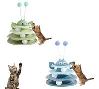 Générique Nestoly Interactive 3-Layer Cat Toy Tower, with Rotating Bee and Rolling Balls, 3 Levels for Chase, Batting & Exercise, Self-Play Activity Toy, for Cats & Kittens (Blue+Green)