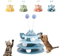 Générique Nestoly Interactive 3-Layer Cat Toy Tower, with Rotating Bee and Rolling Balls, 3 Levels for Chase, Batting & Exercise, Self-Play Activity Toy, for Cats & Kittens (Blue)