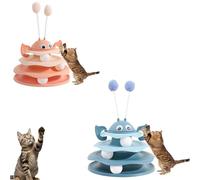 Générique Nestoly Interactive 3-Layer Cat Toy Tower, with Rotating Bee and Rolling Balls, 3 Levels for Chase, Batting & Exercise, Self-Play Activity Toy, for Cats & Kittens (Blue+Orange)