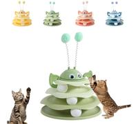 Générique Nestoly Interactive 3-Layer Cat Toy Tower, with Rotating Bee and Rolling Balls, 3 Levels for Chase, Batting & Exercise, Self-Play Activity Toy, for Cats & Kittens (Green)