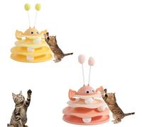 Générique Nestoly Interactive 3-Layer Cat Toy Tower, with Rotating Bee and Rolling Balls, 3 Levels for Chase, Batting & Exercise, Self-Play Activity Toy, for Cats & Kittens (Orange+Yellow)