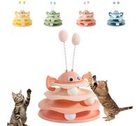 Générique Nestoly Interactive 3-Layer Cat Toy Tower, with Rotating Bee and Rolling Balls, 3 Levels for Chase, Batting & Exercise, Self-Play Activity Toy, for Cats & Kittens (Orange)