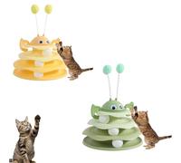Générique Nestoly Interactive 3-Layer Cat Toy Tower, with Rotating Bee and Rolling Balls, 3 Levels for Chase, Batting & Exercise, Self-Play Activity Toy, for Cats & Kittens (Green+Yellow)