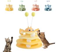 Générique Nestoly Interactive 3-Layer Cat Toy Tower, with Rotating Bee and Rolling Balls, 3 Levels for Chase, Batting & Exercise, Self-Play Activity Toy, for Cats & Kittens (Yellow)
