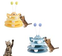 Générique Nestoly Interactive 3-Layer Cat Toy Tower, with Rotating Bee and Rolling Balls, 3 Levels for Chase, Batting & Exercise, Self-Play Activity Toy, for Cats & Kittens (Blue+Yellow)