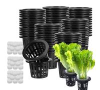 Générique Net Cups - 50 Pieces Hydroponic Grow Baskets | Plant Baskets with Sponges for Year-Round Cultivation Urban | Net Pots for Farming Home Vegetable Garden Apartment Growing Lettuce Tomatoes