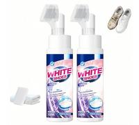 Générique Nettoyant moussant sans traces, kit de nettoyage pour chaussures blanches, éclaircit et blanchit les chaussures, formule douce, pour baskets et tennis, 150 ml (2Pièce)