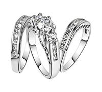 Générique Nettoyeur Étagères Bagues pour femmes Bague en Ensemble de bagues de promesse Bague en Bague de fiançailles Ensemble de trois pièces Trousse Classeurs Bagues (Silver, 6)