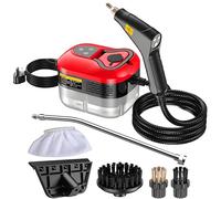 Générique Nettoyeur Vapeur Haute Pression, Balai Vapeur Portatif 2500 W, Vapeur Haute Température 4,5 Bar, Machine De Nettoyage Domestique Multifonctionnelle (Red)