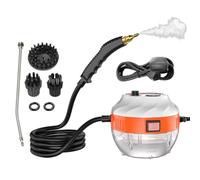 Générique Nettoyeur Vapeur Portatif, Vapeur Haute Pression 1500w, 3 Têtes De Brosse pour Une Utilisation Polyvalente, 6 Vitesses Réglables, Haute Température 105c pour Le Nettoyage (White Orange)