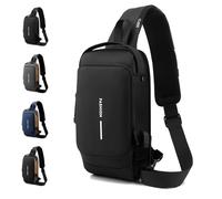 Générique New Carbon Fiber Streamline Anti-theft Sling Bag, Anti Theft Crossbody Charging Bag, Waterproof Cross Chest Bag for Men (black)