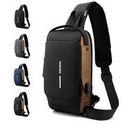 Générique New Carbon Fiber Streamline Anti-theft Sling Bag, Anti Theft Crossbody Charging Bag, Waterproof Cross Chest Bag for Men (black gold)