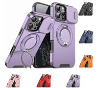 Générique New Slide Camera Protection Magnetic Stand Phone Case, with Rotating Stand and Privacy Camera Cover (Purple,for iPhone 14 Plus /15 Plus)