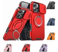 Générique New Slide Camera Protection Magnetic Stand Phone Case, with Rotating Stand and Privacy Camera Cover (Red,for iPhone 12/12 Pro)